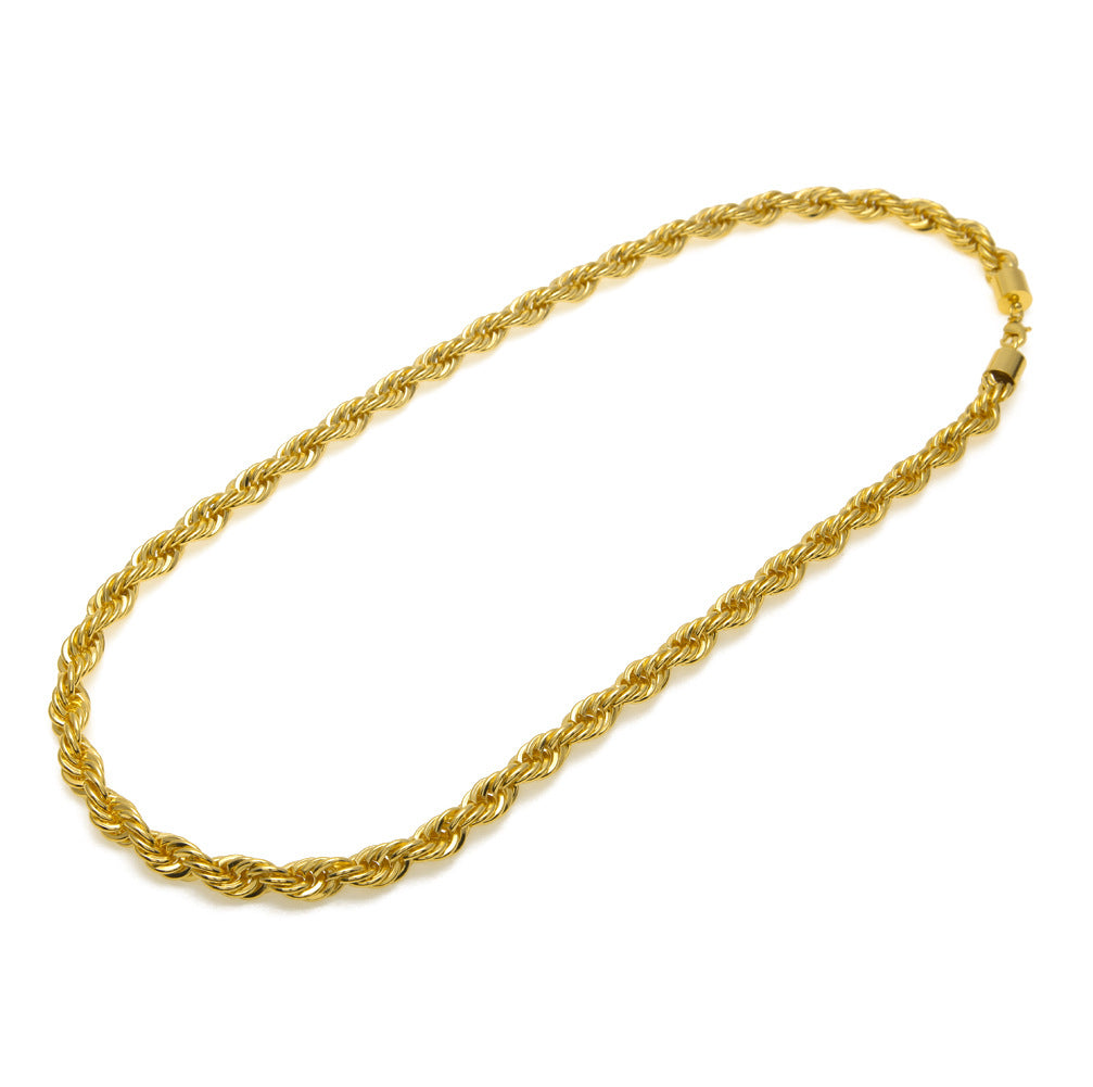 Men's hip-hop gold-plated European and American necklace fashion high sense 1cm thick twist necklace twisted rope chain a generation of hair