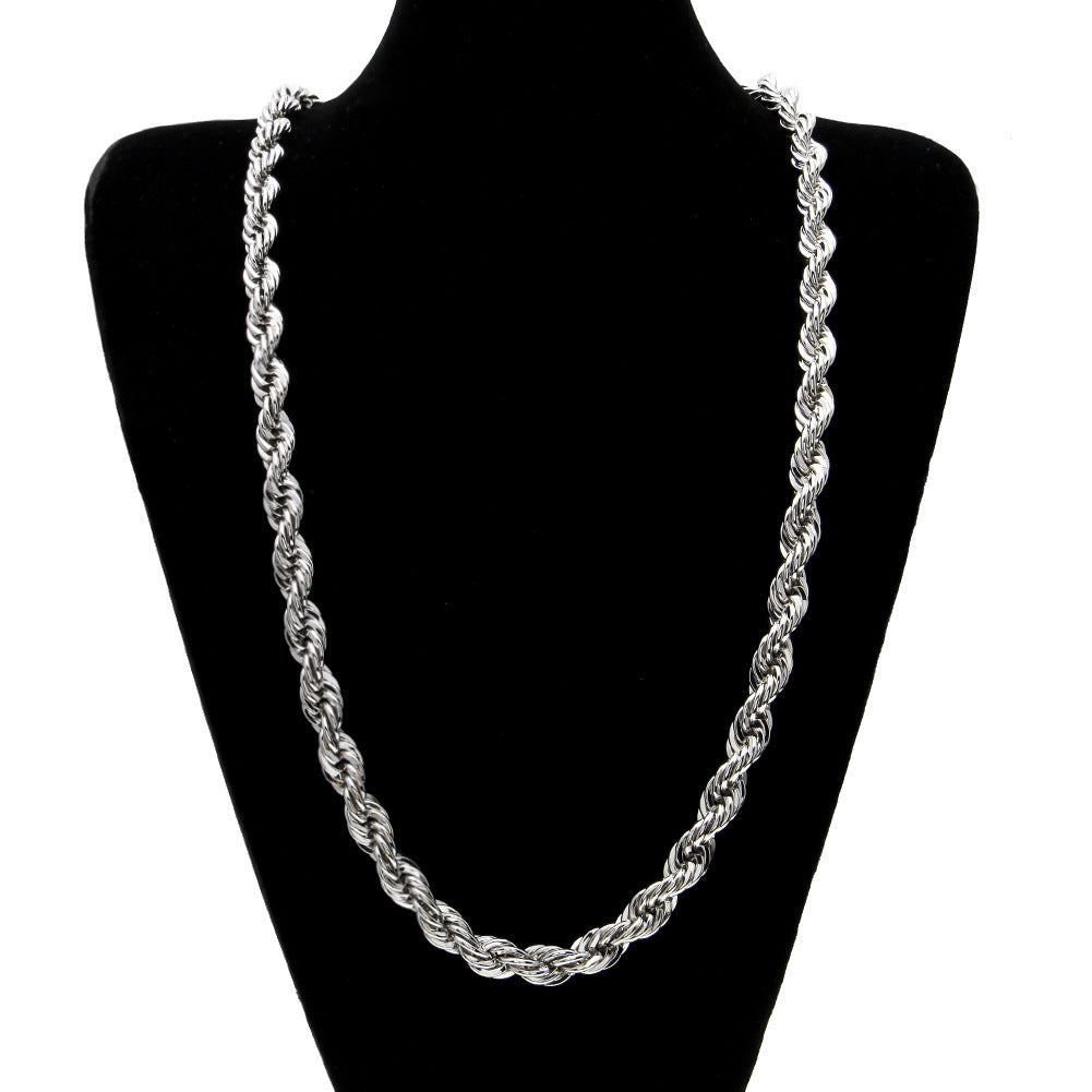 Men's hip-hop gold-plated European and American necklace fashion high sense 1cm thick twist necklace twisted rope chain a generation of hair