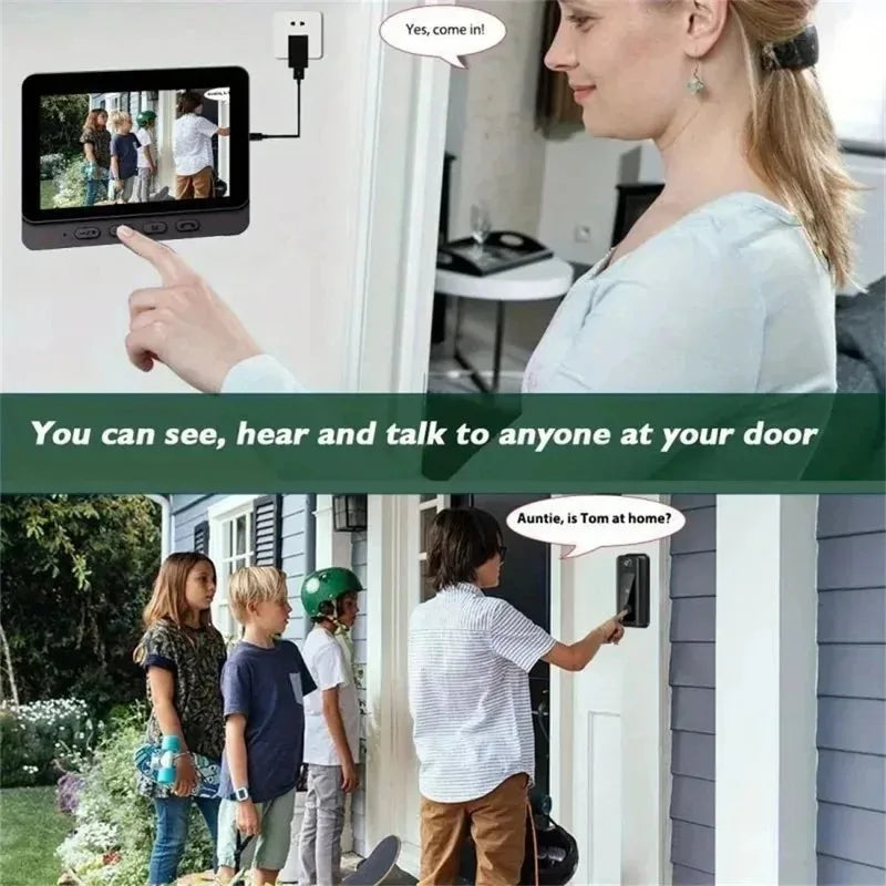 Smart WiFi 2.4G Wireless Doorbells Video Intercom Camera Inteligente Night Vision 4.3inch HD Screen For Security Home Apartment