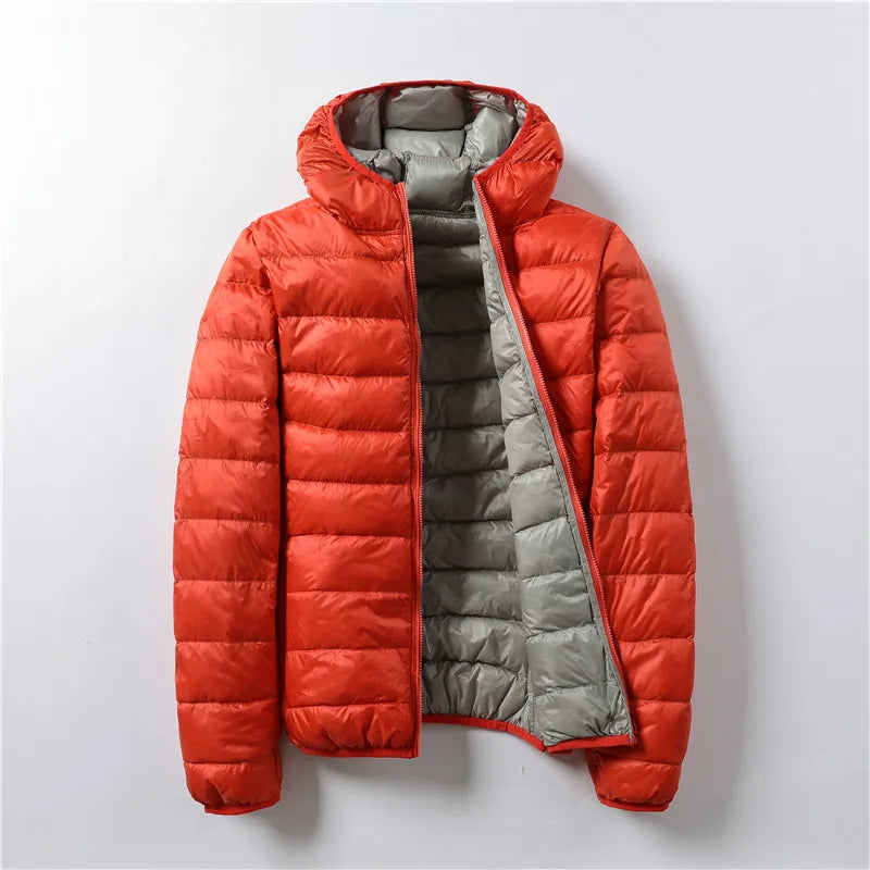 Women White Duck Down Jacket 2021 New Portable Double sided Hooded Down Coat Ultralight women Winter Coat Warm Down Parkas