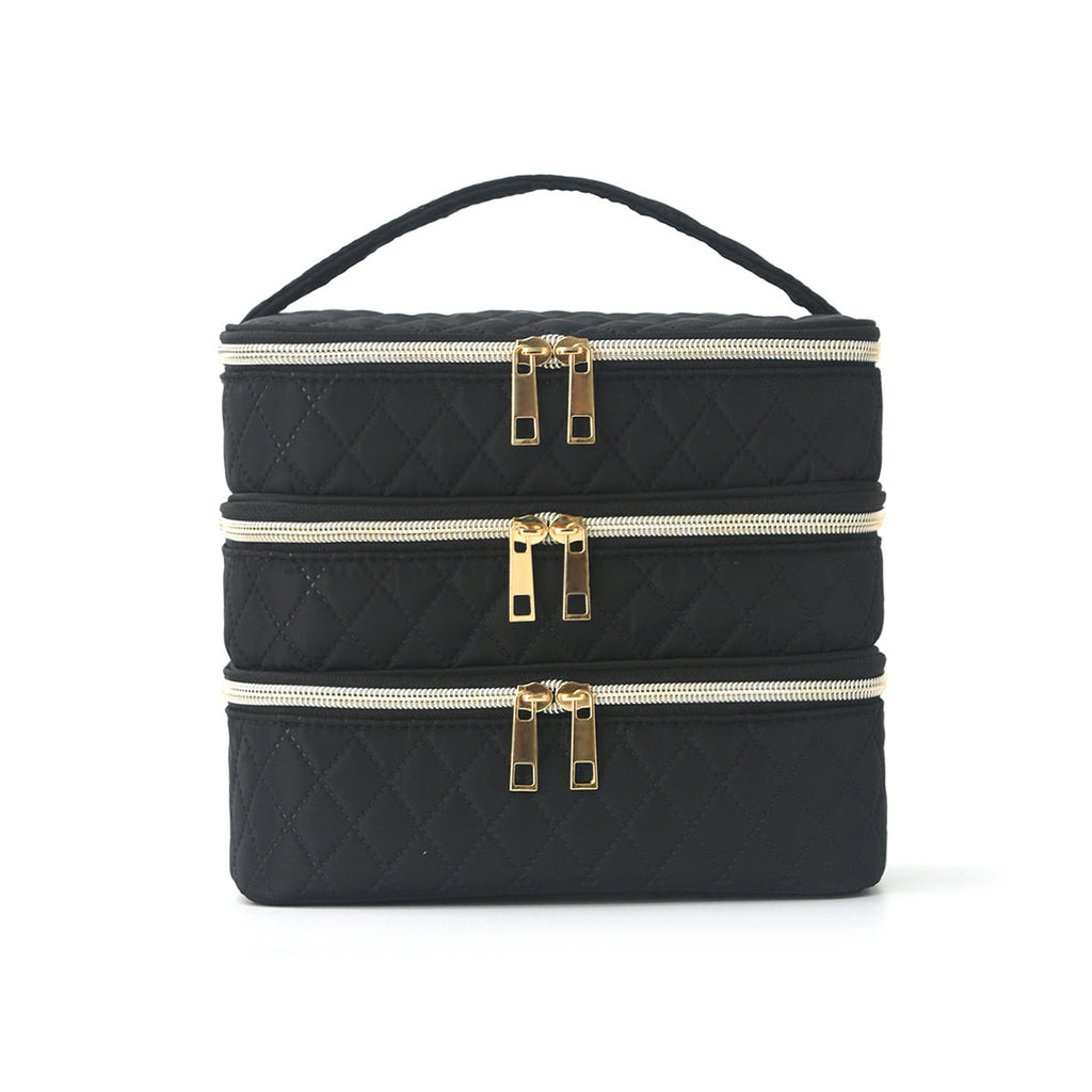 Feihong Cross-Border Three-Layer Cosmetic Bag Large Capacity High-Value Portable Toiletry Bag Portable Travel Makeup Storage Bag