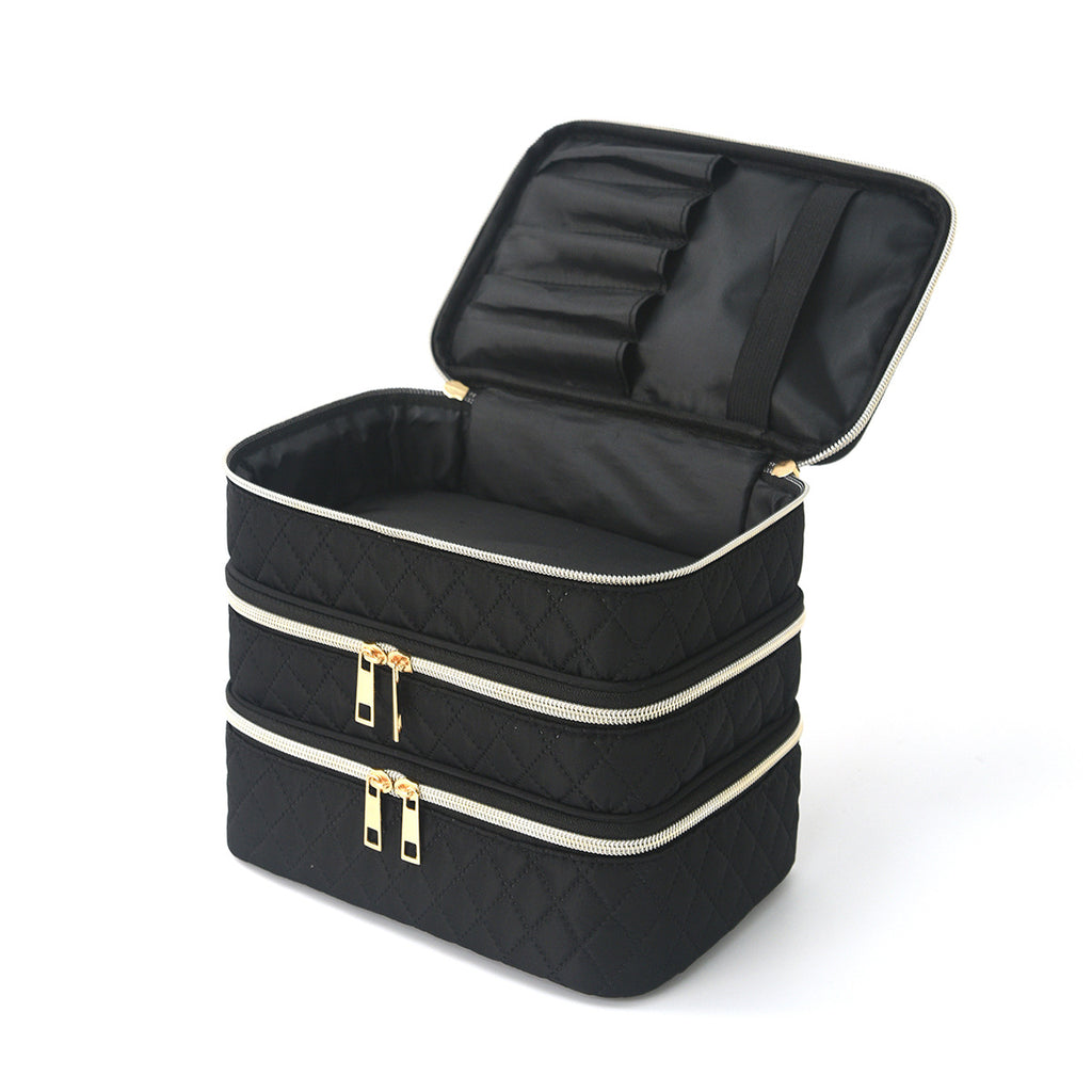 Feihong Cross-Border Three-Layer Cosmetic Bag Large Capacity High-Value Portable Toiletry Bag Portable Travel Makeup Storage Bag