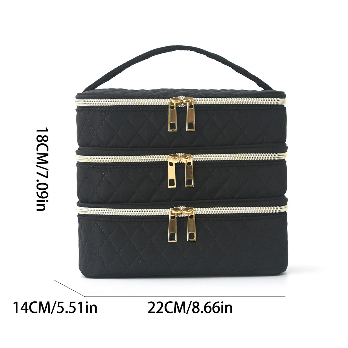 Feihong Cross-Border Three-Layer Cosmetic Bag Large Capacity High-Value Portable Toiletry Bag Portable Travel Makeup Storage Bag