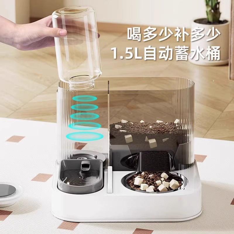 Cats and dogs circulating running water dispenser automatic feeding bowl stainless steel large capacity drinking one-piece double bowl