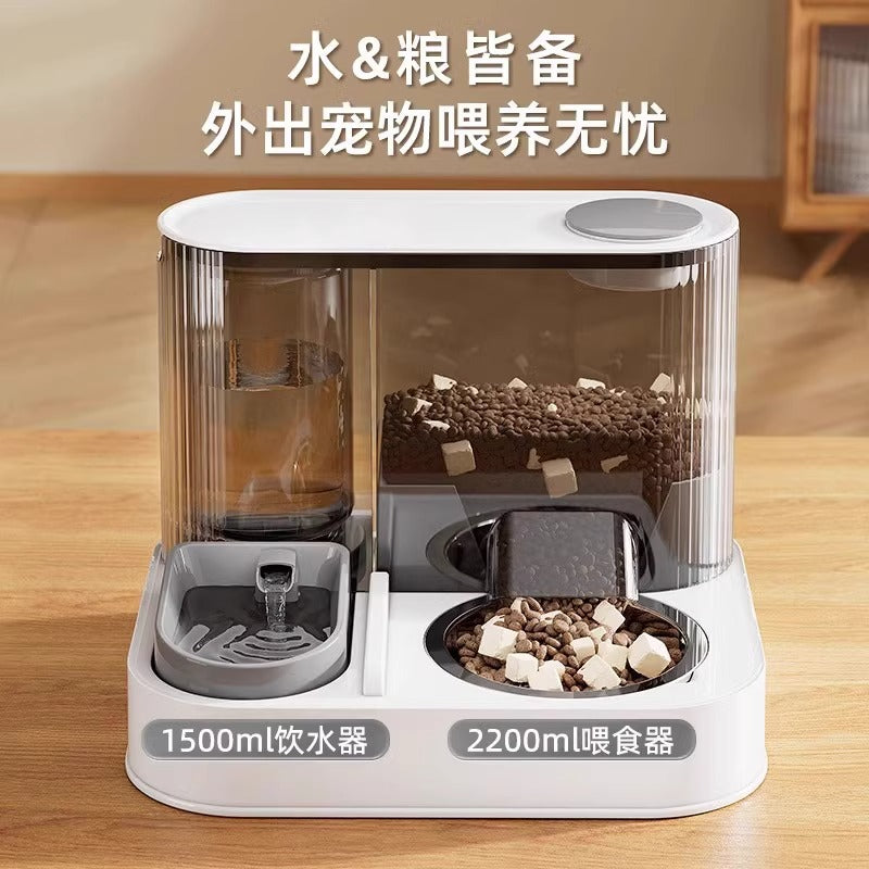 Cats and dogs circulating running water dispenser automatic feeding bowl stainless steel large capacity drinking one-piece double bowl