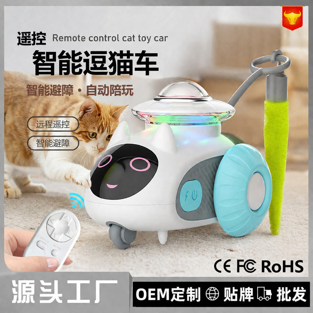 Pet Gravity Smart Racing Car Remote Control Electric Cat Toy Self-Entertaining Mouse Feather Teaser Cat Toy