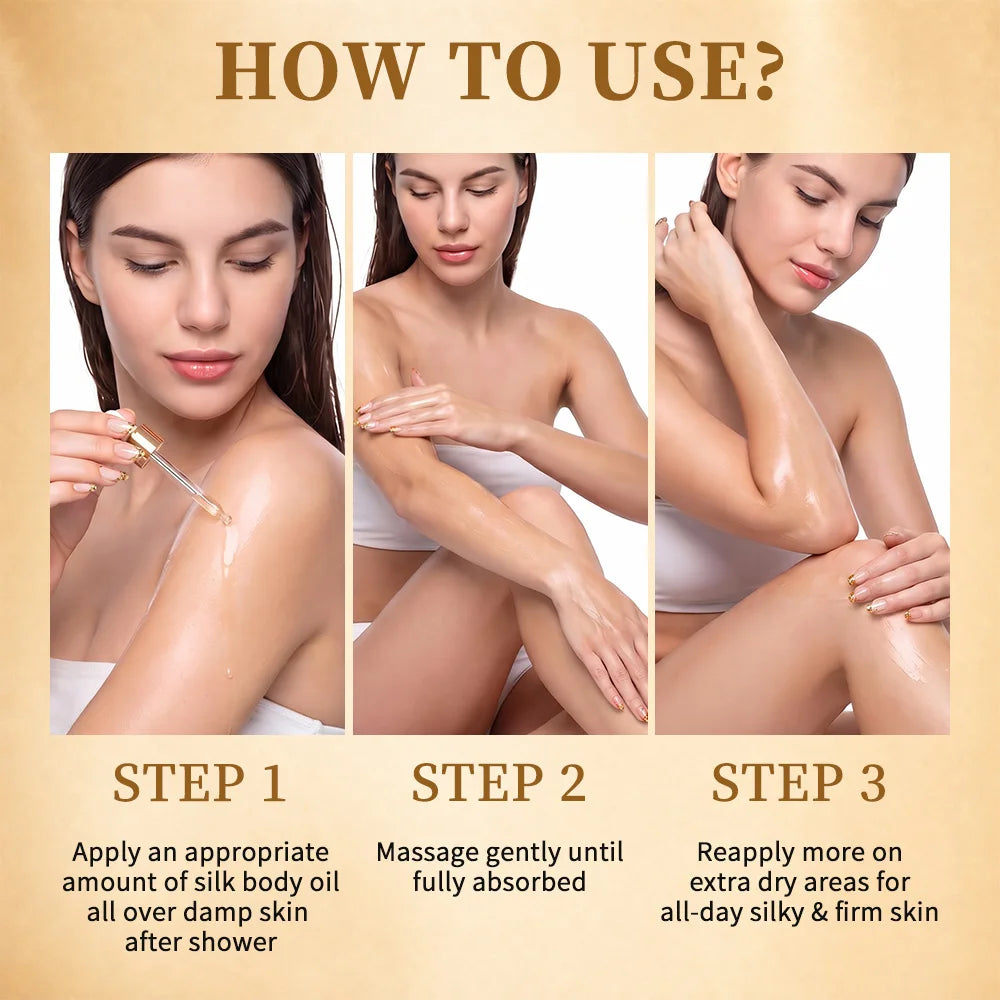 Silk Body Oil Face Body Versatile Care Fast Absorbing Deep Hydration Silky Smooth Brighten Even Tone Firm Skin Silk Body Oil