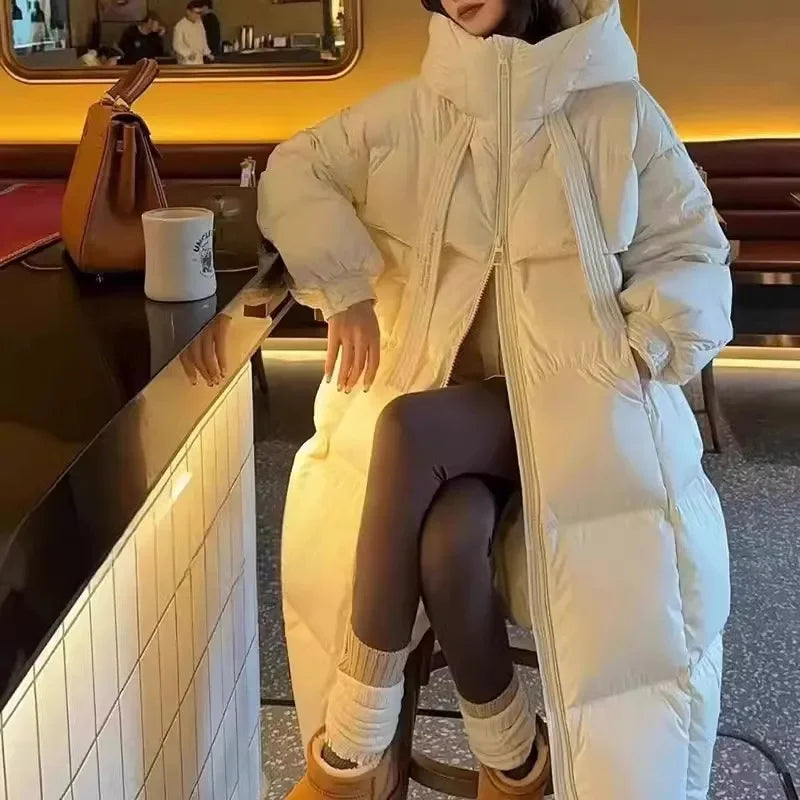2026 New Winter Cotton Jacket Women's Long Coat Korean Edition Loose Thick Fashion Hooded Jackets Female Warm Parker Overcoat