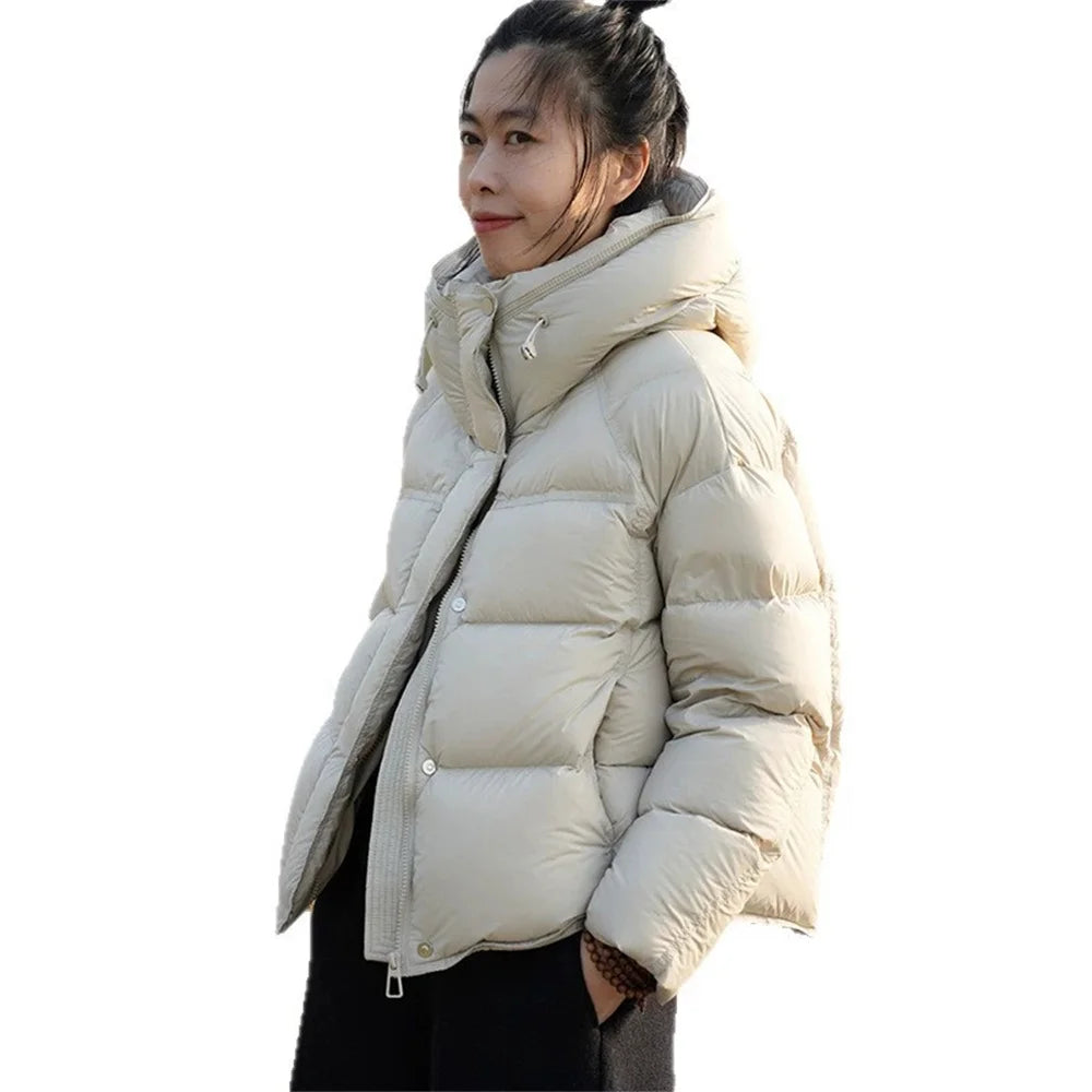 2026 New Short Hooded Warm Cotton Padded Coat Female Fashion Outerwear Korean Thick Overcoat Top Down Jacket Women Parkas Winter