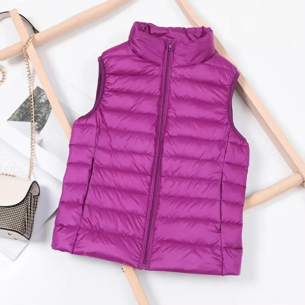 2024 White Duck Down Jacket Women Vest Autumn Winter Sleeveless Waistcoat Warm Lightweight Puffer Jacket Female Tops Outwear