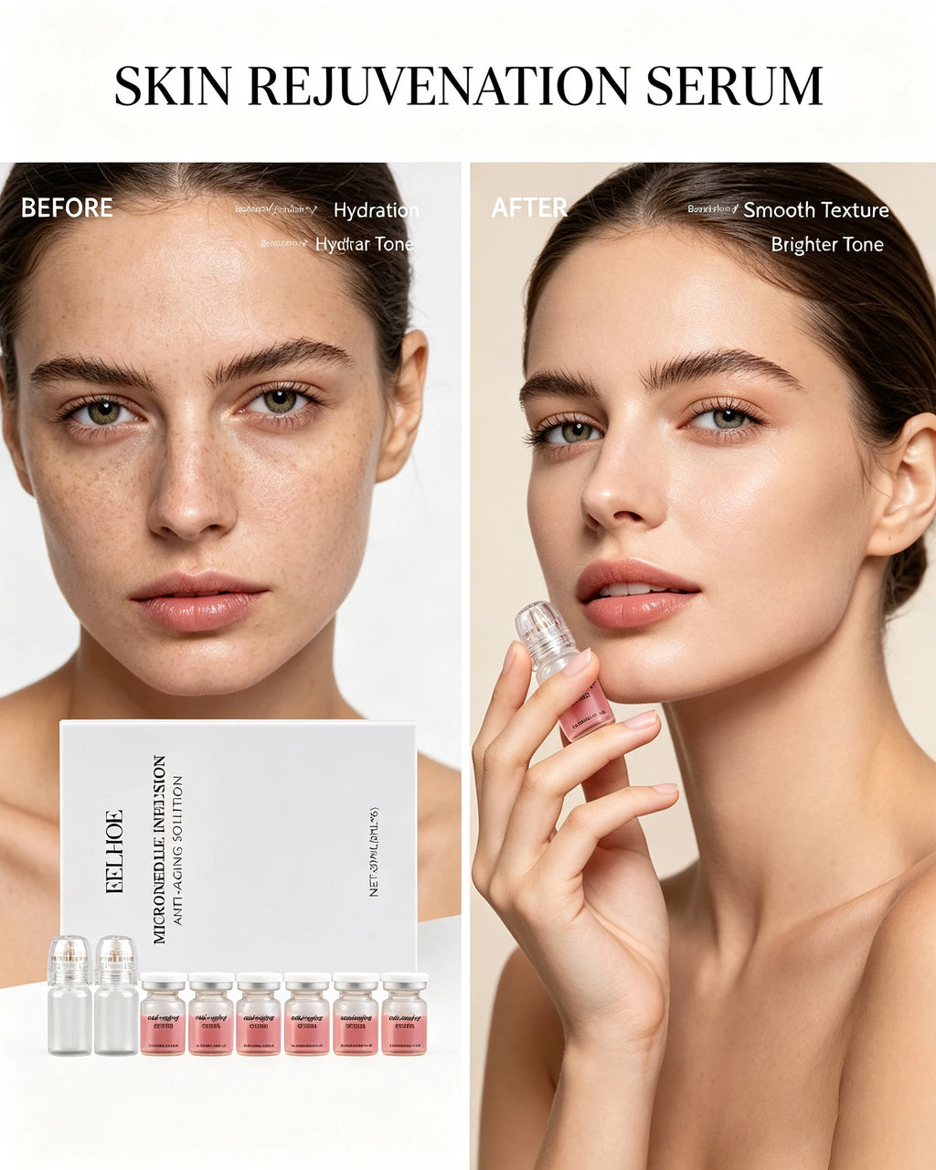Moisturizing Skincare Kit | 2 Beauty Tools + 6 Daily Facial Serum, Softens Skin, Improves Fine Lines and Enhances Elasticity