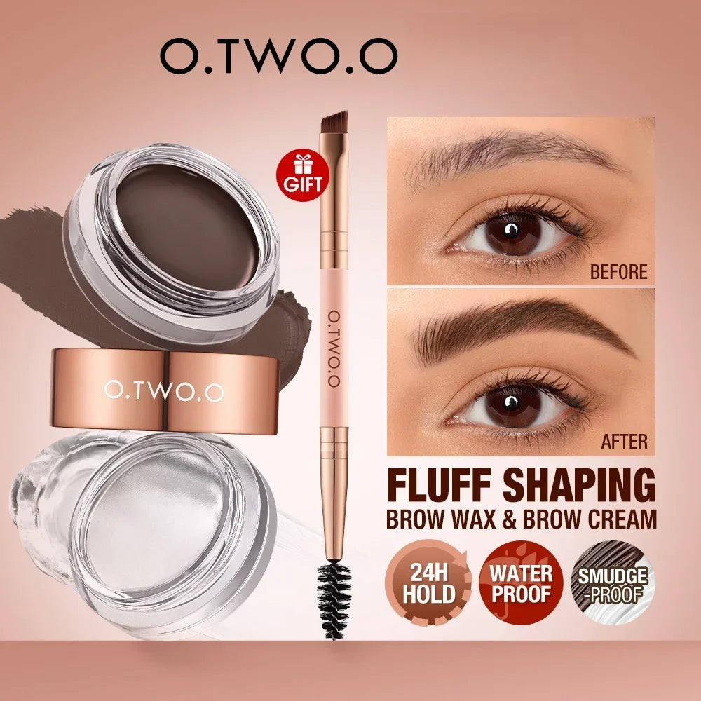 O.TWO.O Eyebrow Pomade 2-in-1 Brow Gel Wax Waterproof Long Lasting Creamy Texture Eye Brow Tint Enhancer Cosmetic Makeup