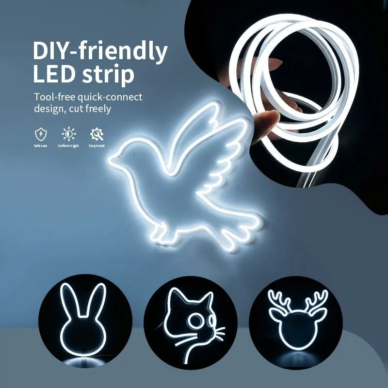 USB Touch Control Neon Light Strip Flexible Cuttable Soft Even Glow LED Neon Light For Desk Setup Home Ambient Decor Lighting