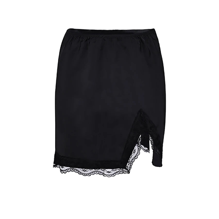 Linad Elegant Satin Embroidery Pencil Skirts Summer Sexy High Waist Split Mini Skirts For Women Fashion Slim Skirt Female 2025