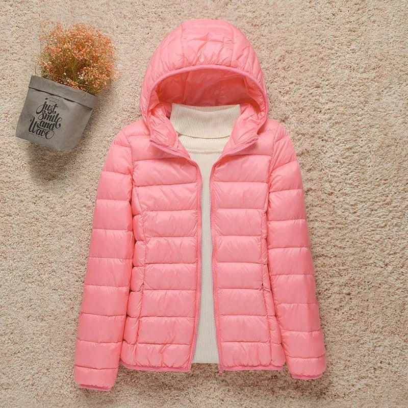 Women's Clothing Down Coats Lightweight Down Jacket Women's Short Hooded 2024 Autumn Winter New Slim Fit Thin Genuine Jackets