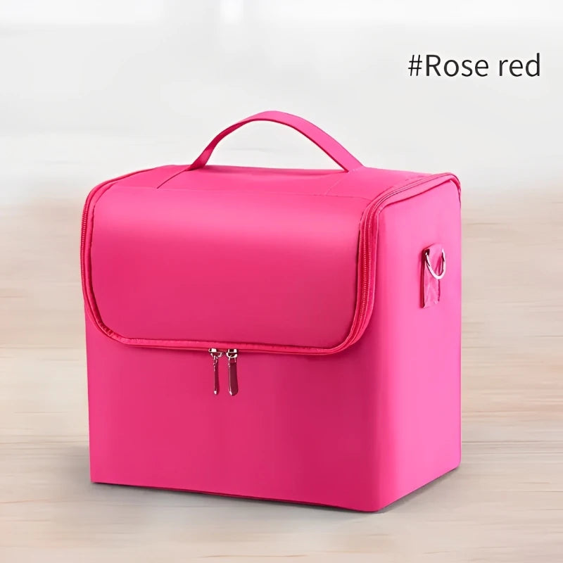 Large Capacity Makeup Train Case Foldable Multi-layer Adjustable Trays Manicurist Box Portable Cosmetic Storage Nail Organizer