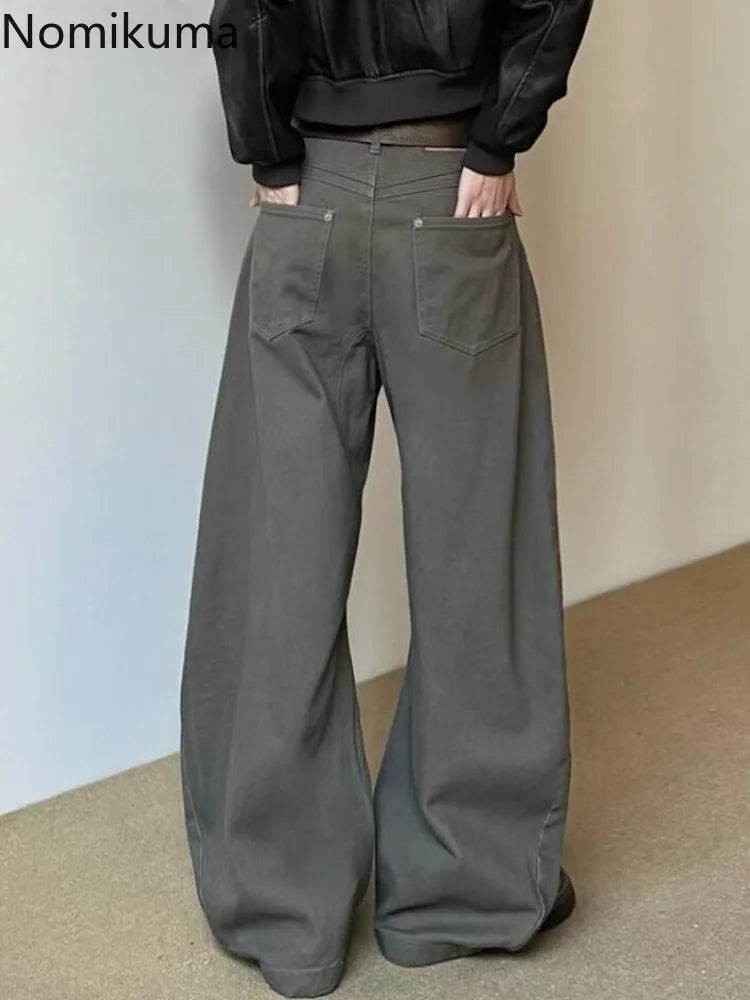 Vintage Wide Leg Pants Women's Clothes Streetwear Fashion Y2k Jeans 2025 New Bottoms Casual Denim Trousers Korean Pantalon Femme