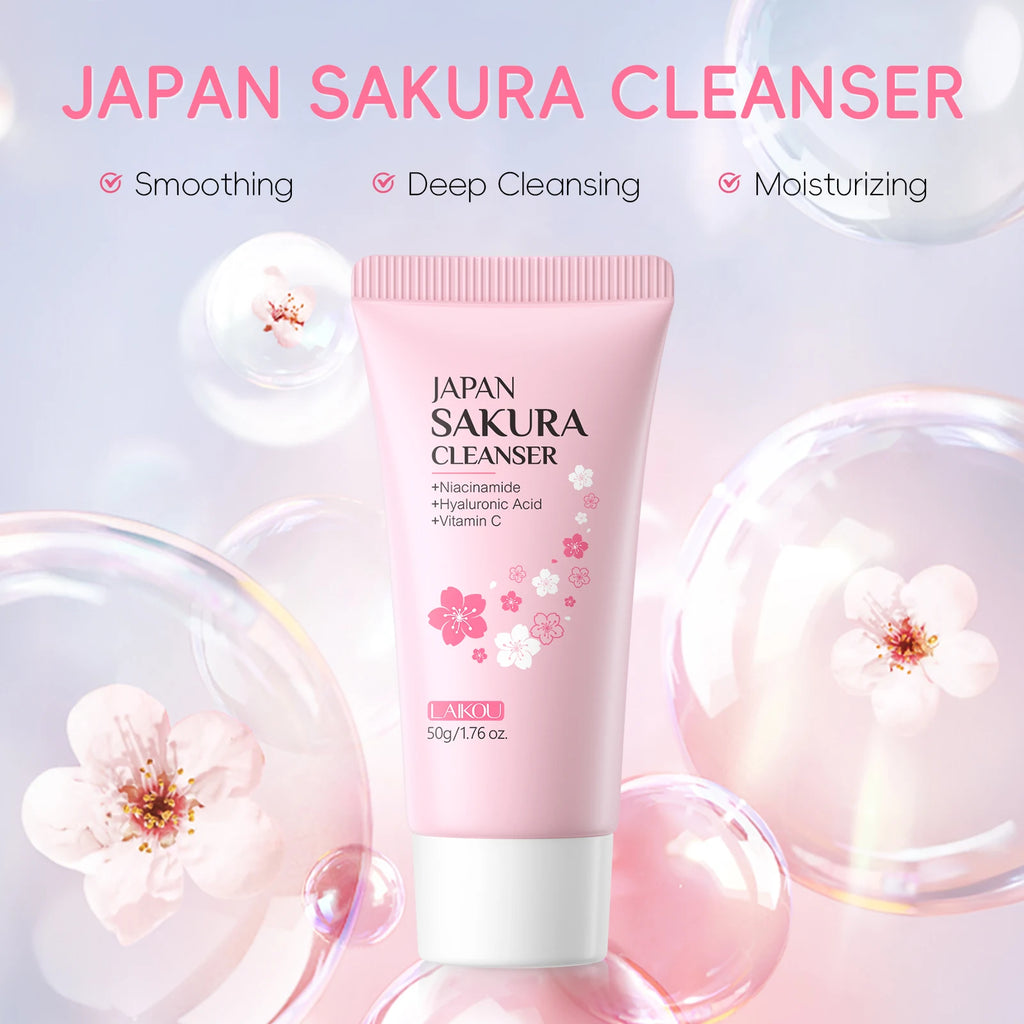LAIKOU Japanese Sakura Skin Care Set - Hydrating Nourishing Moisturizing Soften Rough Skin for Radiant Complexion