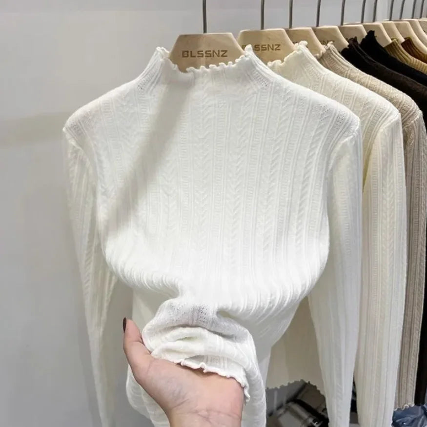 Autumn Winter Chic Bottom Sweaters Women Fashion Turtleneck Pullover Slim Long Sleeve Knitted Jumpers Soft Warm Pull Femme Top