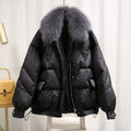 2025 Fox Fur Collar Loose Oversize 90% White Duck Down Jacket Women Winter Outwear Coat Short Down Parkas Female