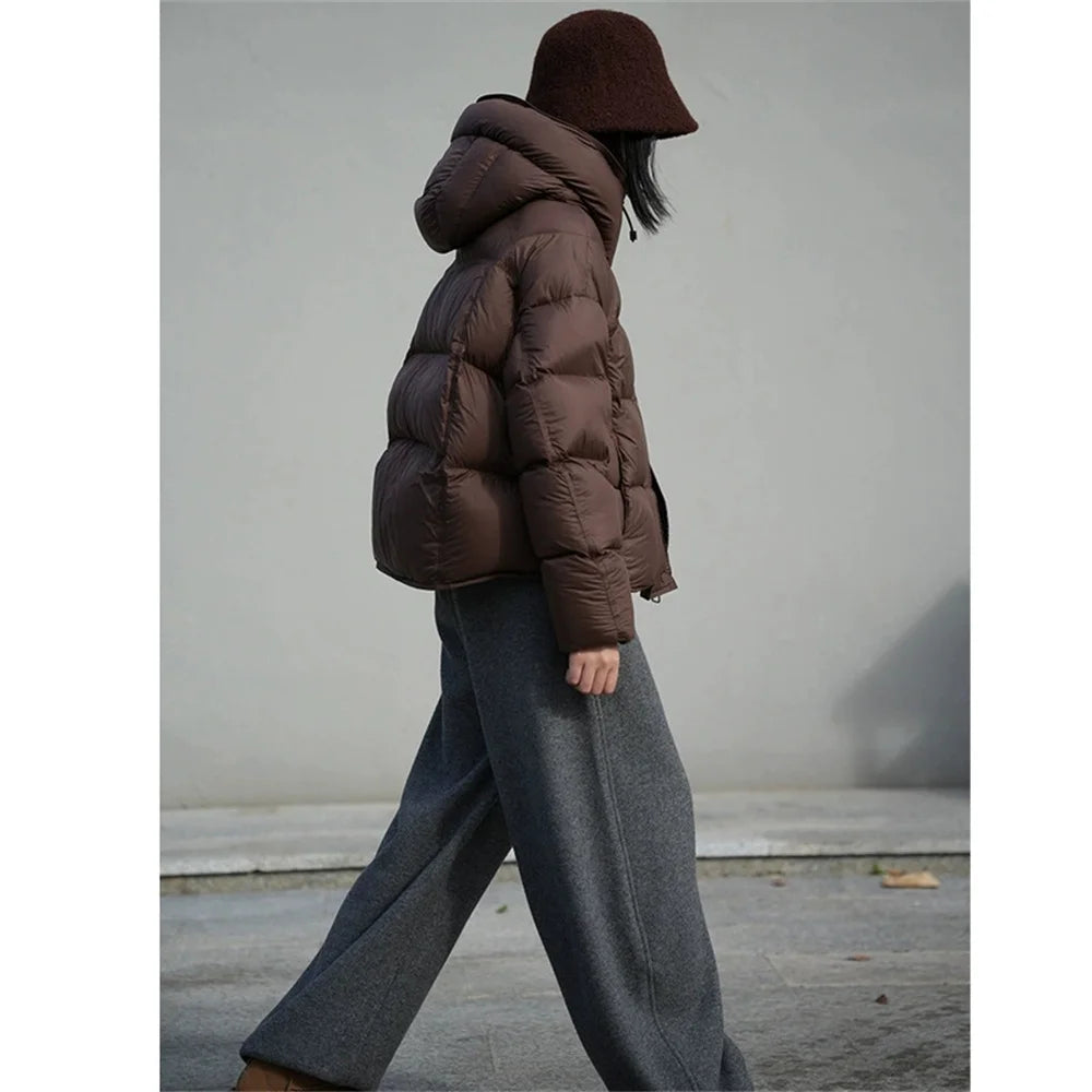 2026 New Short Hooded Warm Cotton Padded Coat Female Fashion Outerwear Korean Thick Overcoat Top Down Jacket Women Parkas Winter