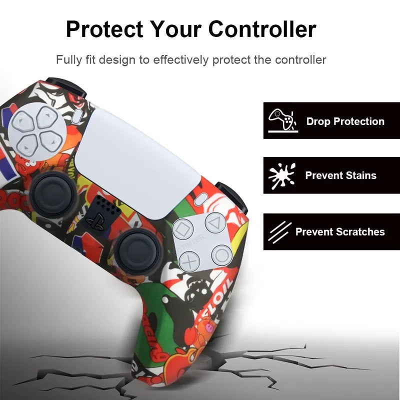 Silicone Protective Cover Sleeve For PS5 Controller Accessories Rubber Case For PS5 Slim Gamepad Joysticks Thumb Grips Caps