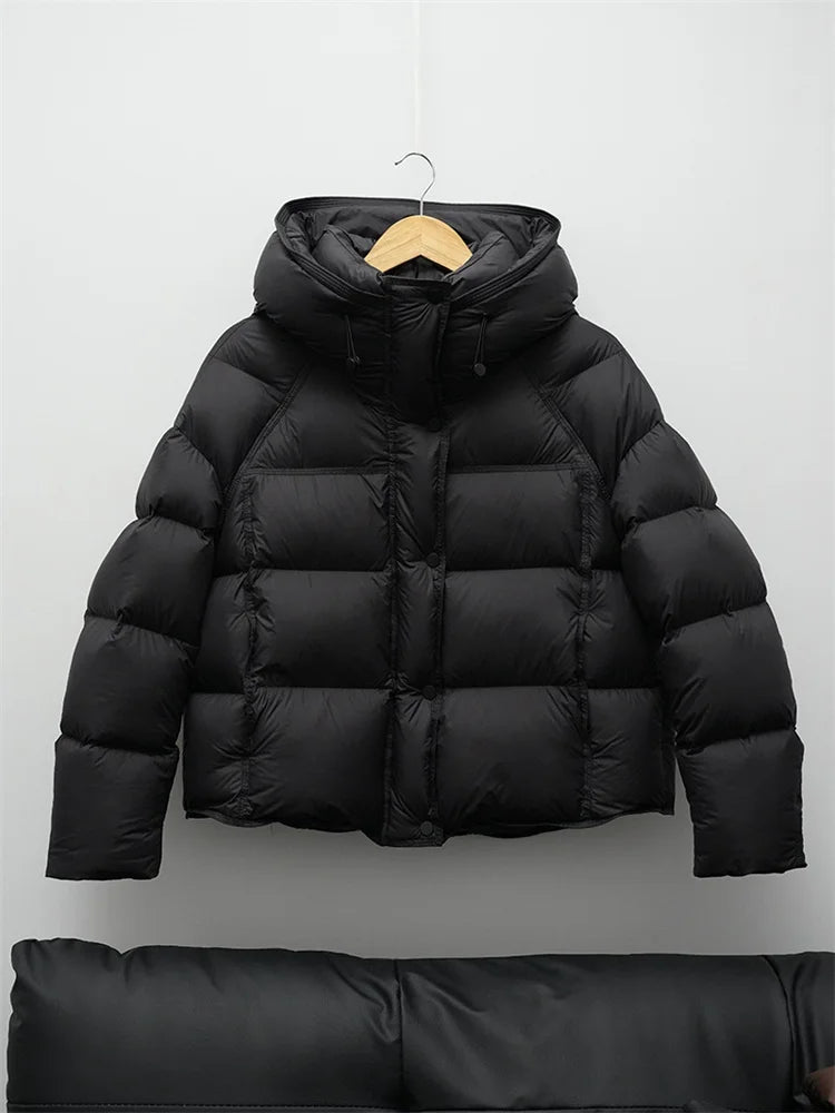 2026 New Short Hooded Warm Cotton Padded Coat Female Fashion Outerwear Korean Thick Overcoat Top Down Jacket Women Parkas Winter