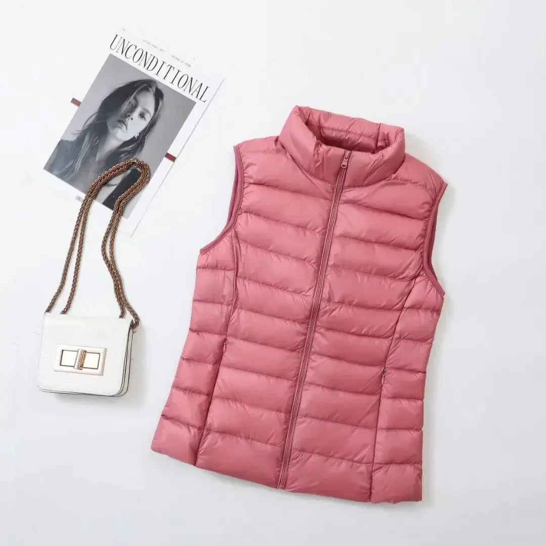 2024 White Duck Down Jacket Women Vest Autumn Winter Sleeveless Waistcoat Warm Lightweight Puffer Jacket Female Tops Outwear