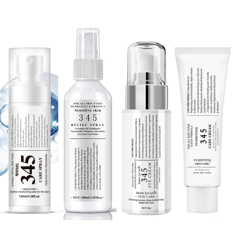 345 Skincare Set With Eye Cream Moisturizing Cream Relief Spray Hydrating Soothing Brightening For All Skin Types Sensitive Skin