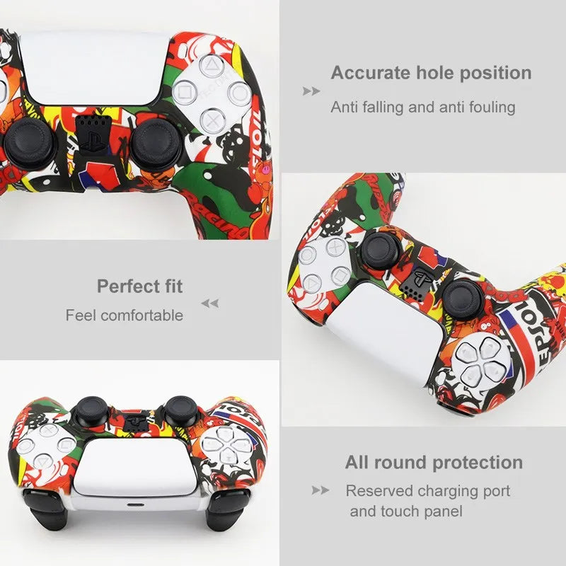 Silicone Protective Cover Sleeve For PS5 Controller Accessories Rubber Case For PS5 Slim Gamepad Joysticks Thumb Grips Caps