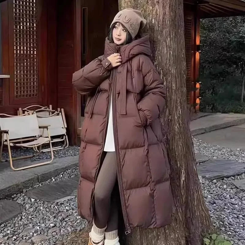 2026 New Winter Cotton Jacket Women's Long Coat Korean Edition Loose Thick Fashion Hooded Jackets Female Warm Parker Overcoat