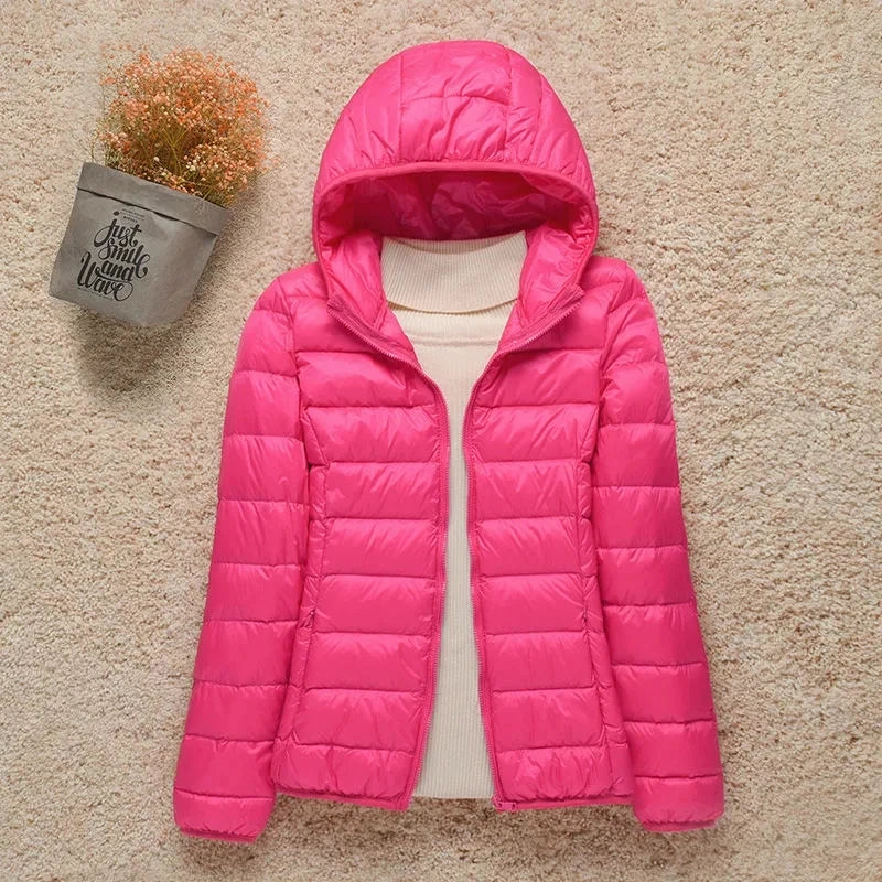 Women's Clothing Down Coats Lightweight Down Jacket Women's Short Hooded 2024 Autumn Winter New Slim Fit Thin Genuine Jackets