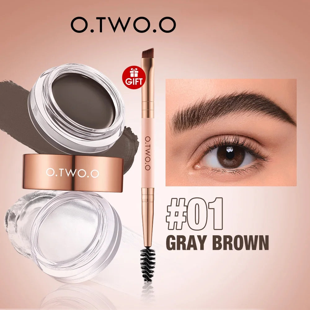 O.TWO.O Eyebrow Pomade 2-in-1 Brow Gel Wax Waterproof Long Lasting Creamy Texture Eye Brow Tint Enhancer Cosmetic Makeup