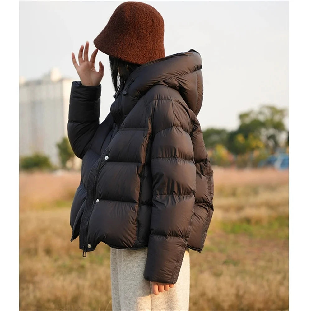 2026 New Short Hooded Warm Cotton Padded Coat Female Fashion Outerwear Korean Thick Overcoat Top Down Jacket Women Parkas Winter