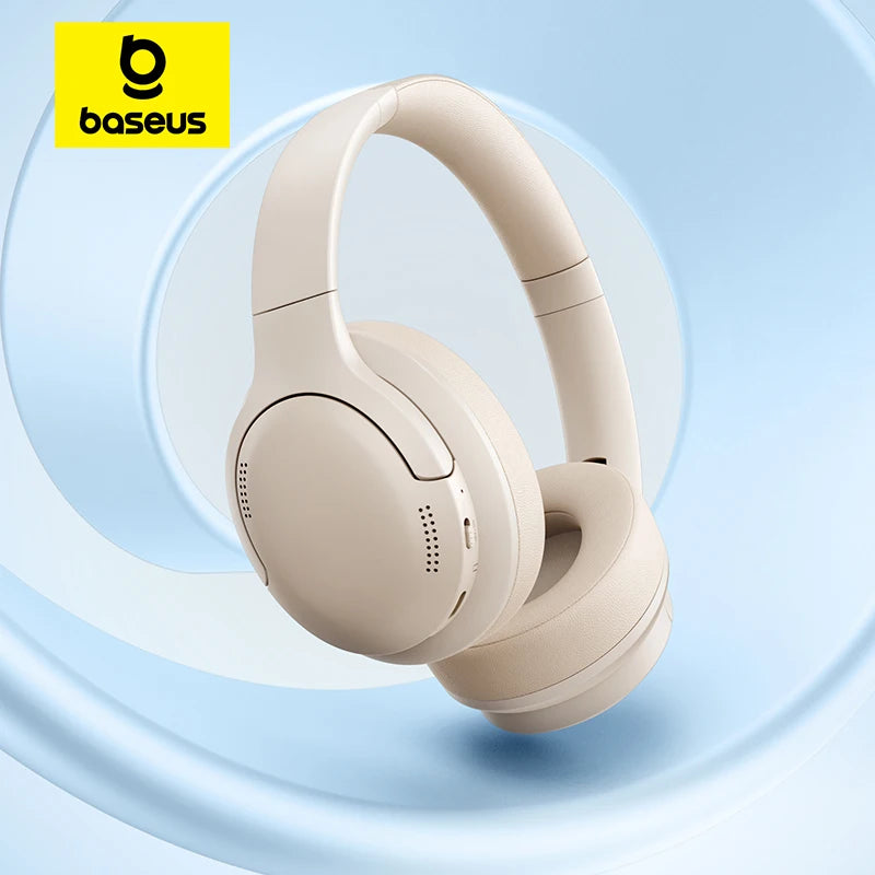 Baseus Wireless Headphones Bluetooth 6.0 HIFI Level Earphone 40mm Driver Foldable Over Ear Headsets 80H Playtime Spatial Audio