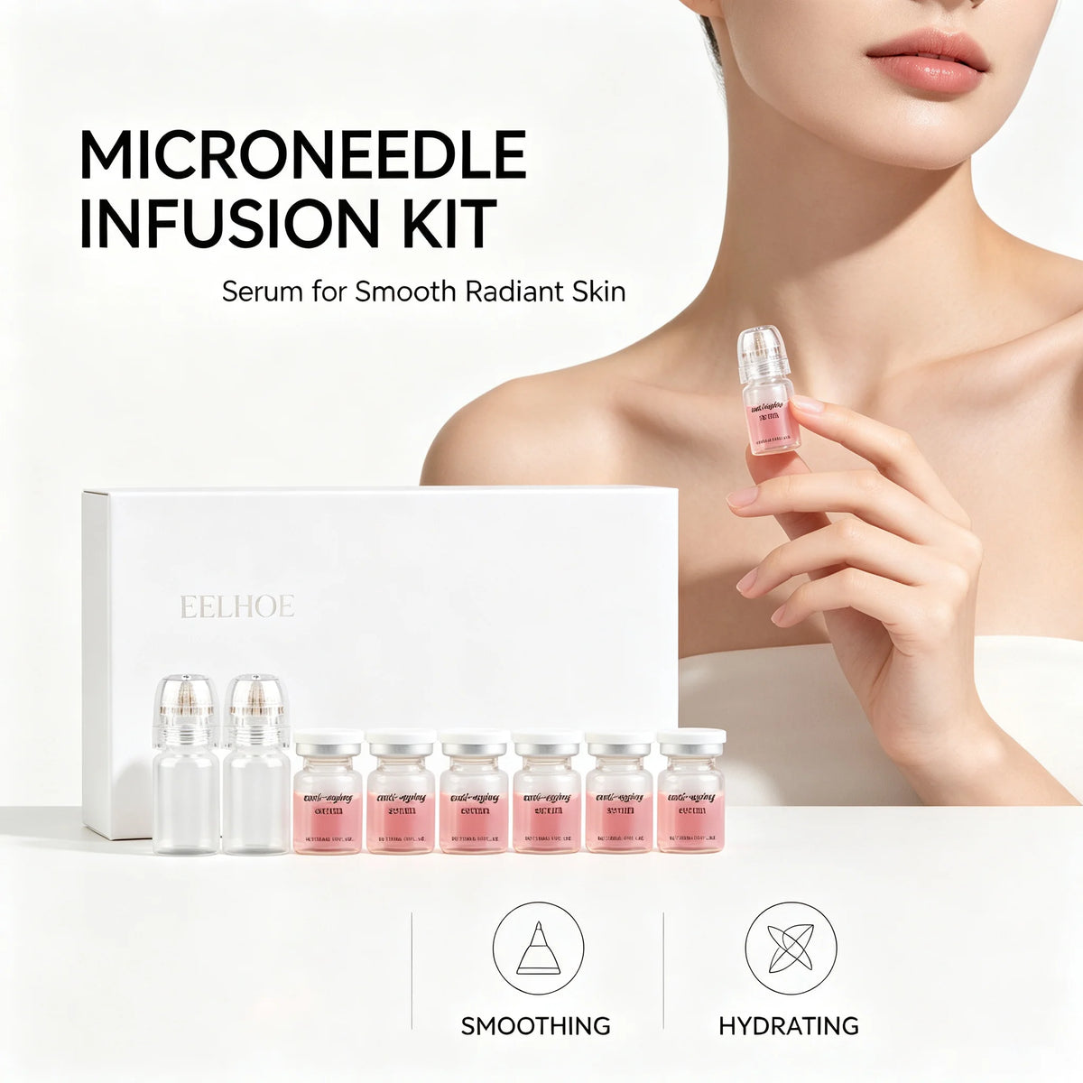 Moisturizing Skincare Kit | 2 Beauty Tools + 6 Daily Facial Serum, Softens Skin, Improves Fine Lines and Enhances Elasticity