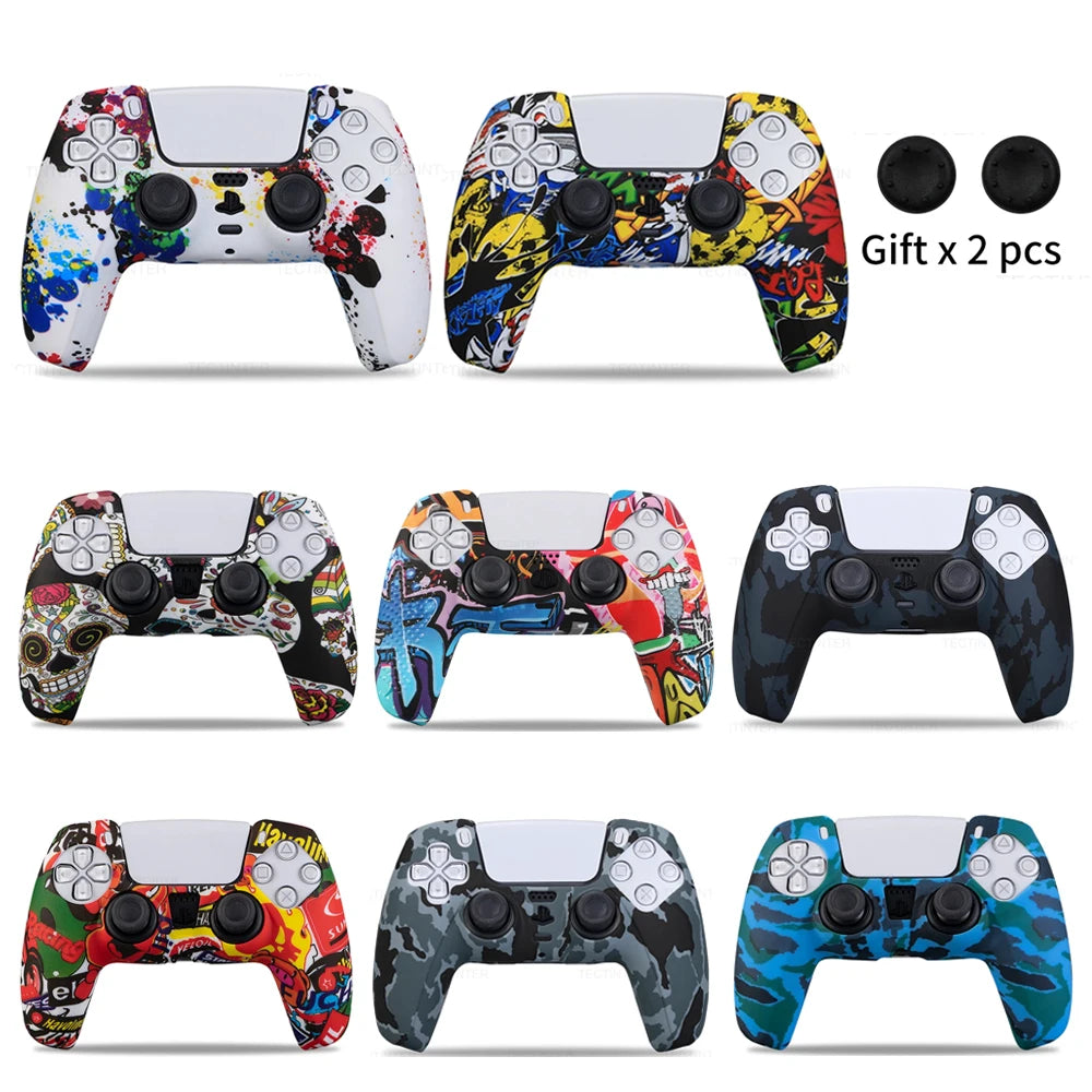 Silicone Protective Cover Sleeve For PS5 Controller Accessories Rubber Case For PS5 Slim Gamepad Joysticks Thumb Grips Caps