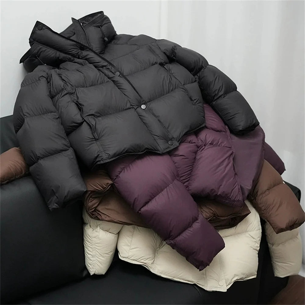 2026 New Short Hooded Warm Cotton Padded Coat Female Fashion Outerwear Korean Thick Overcoat Top Down Jacket Women Parkas Winter