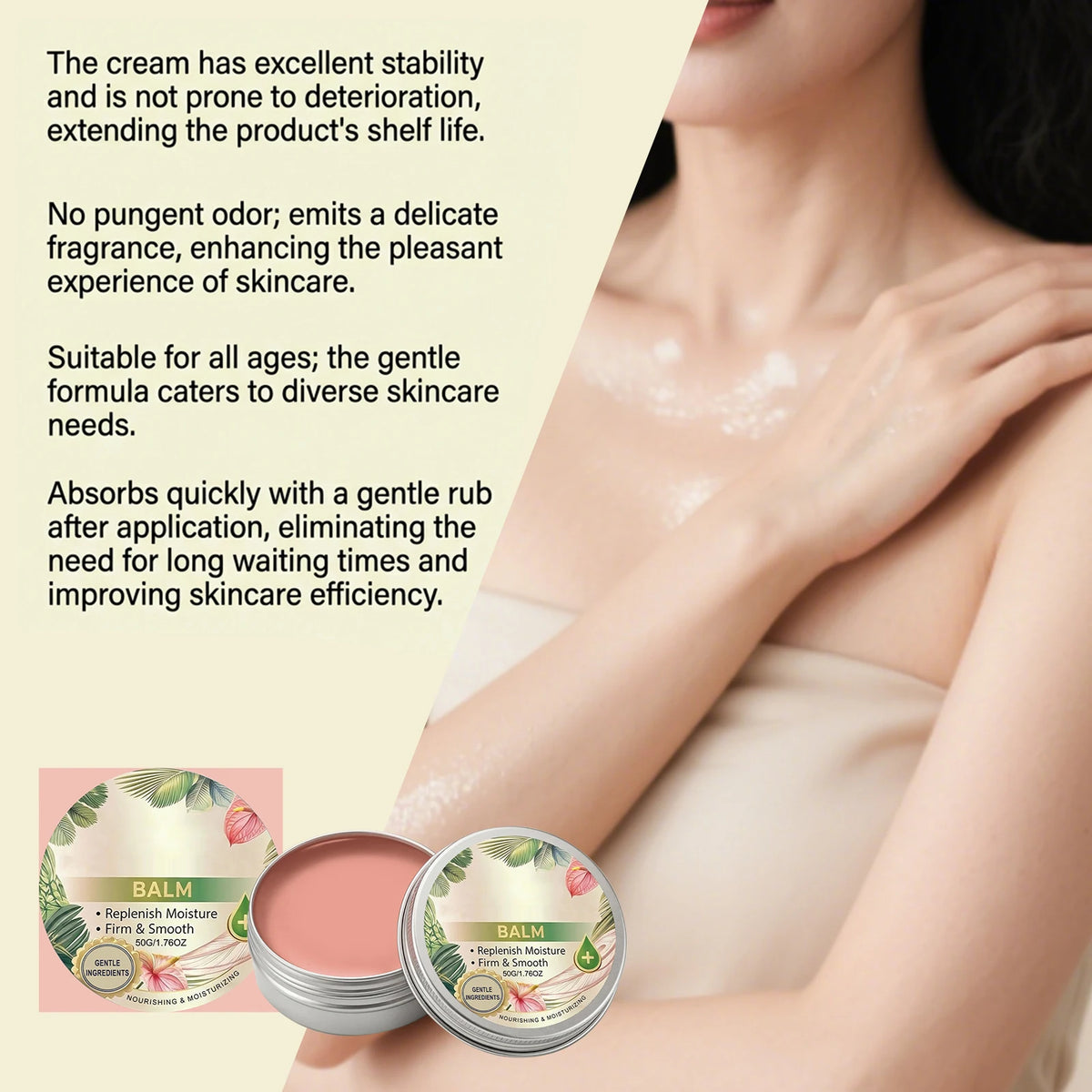 Skin Care Cream with Gentle Ingredients, Lightweight and Soft Texture, Protects Body Skin, Smooth and Moisturizing Cream That Lo
