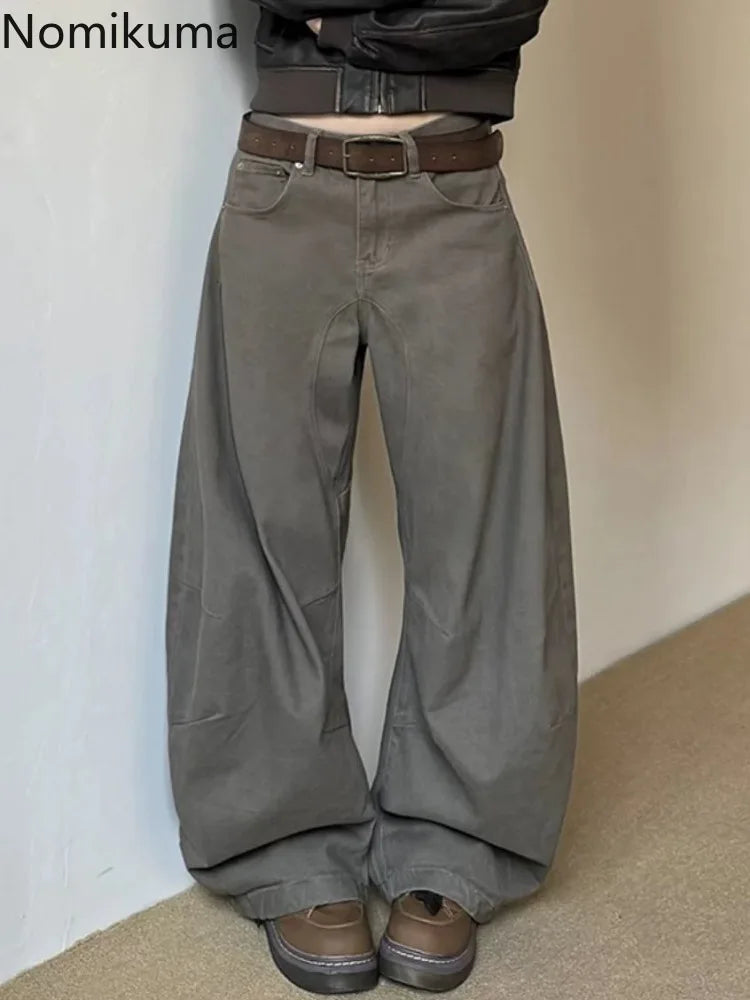 Vintage Wide Leg Pants Women's Clothes Streetwear Fashion Y2k Jeans 2025 New Bottoms Casual Denim Trousers Korean Pantalon Femme