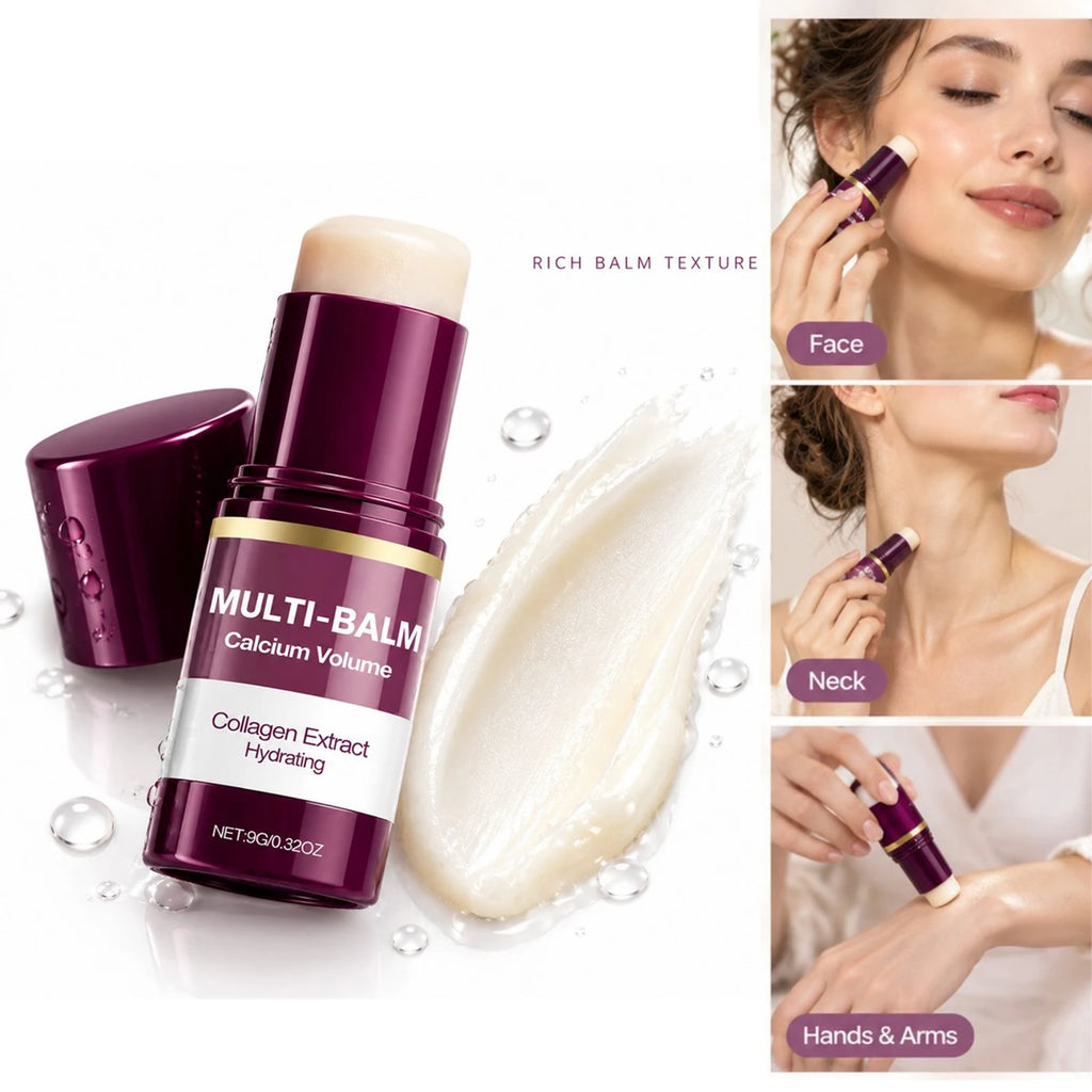 Calcium Skincare Set-Multi Balm Stick+Eye Patches+Cream+Serum Hydrating Anti Aging Reduce Fine Lines Brightening Daily Skin Care