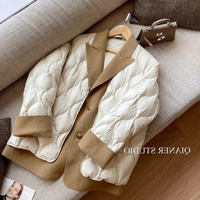 2025 Fox Fur Collar Loose Oversize 90% White Duck Down Jacket Women Winter Outwear Coat Short Down Parkas Female