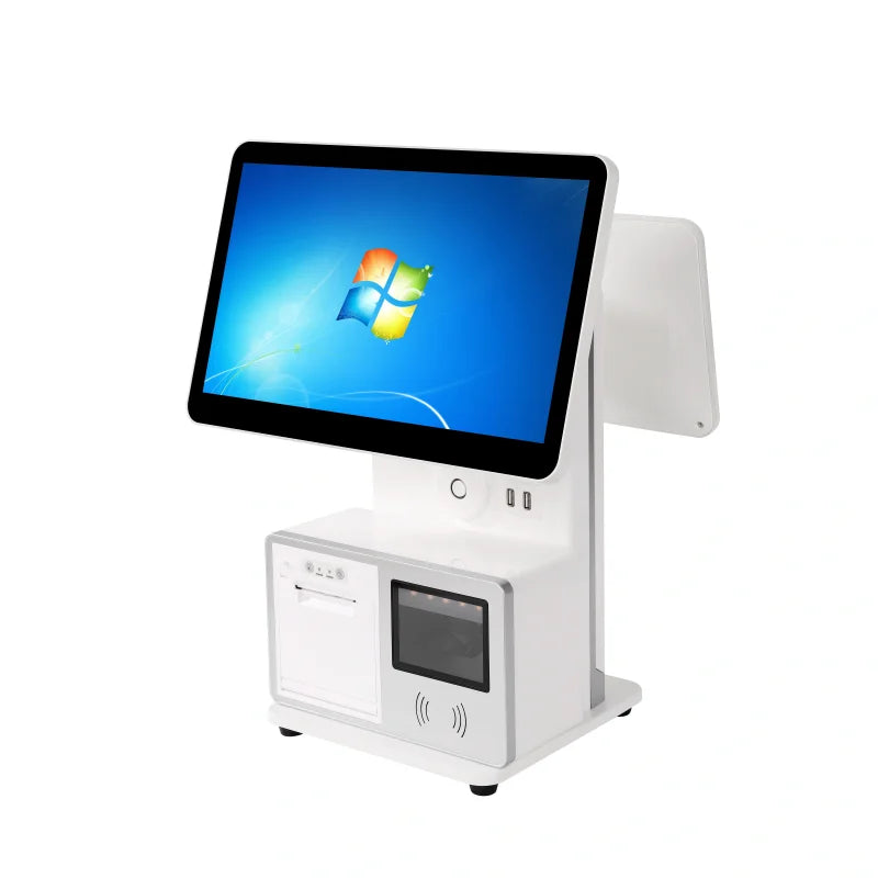 15.6 inch POS Terminal, All-in-One Cash Register POS System The Screen Supports It Can Be Adjusted to Left or Right Orientation