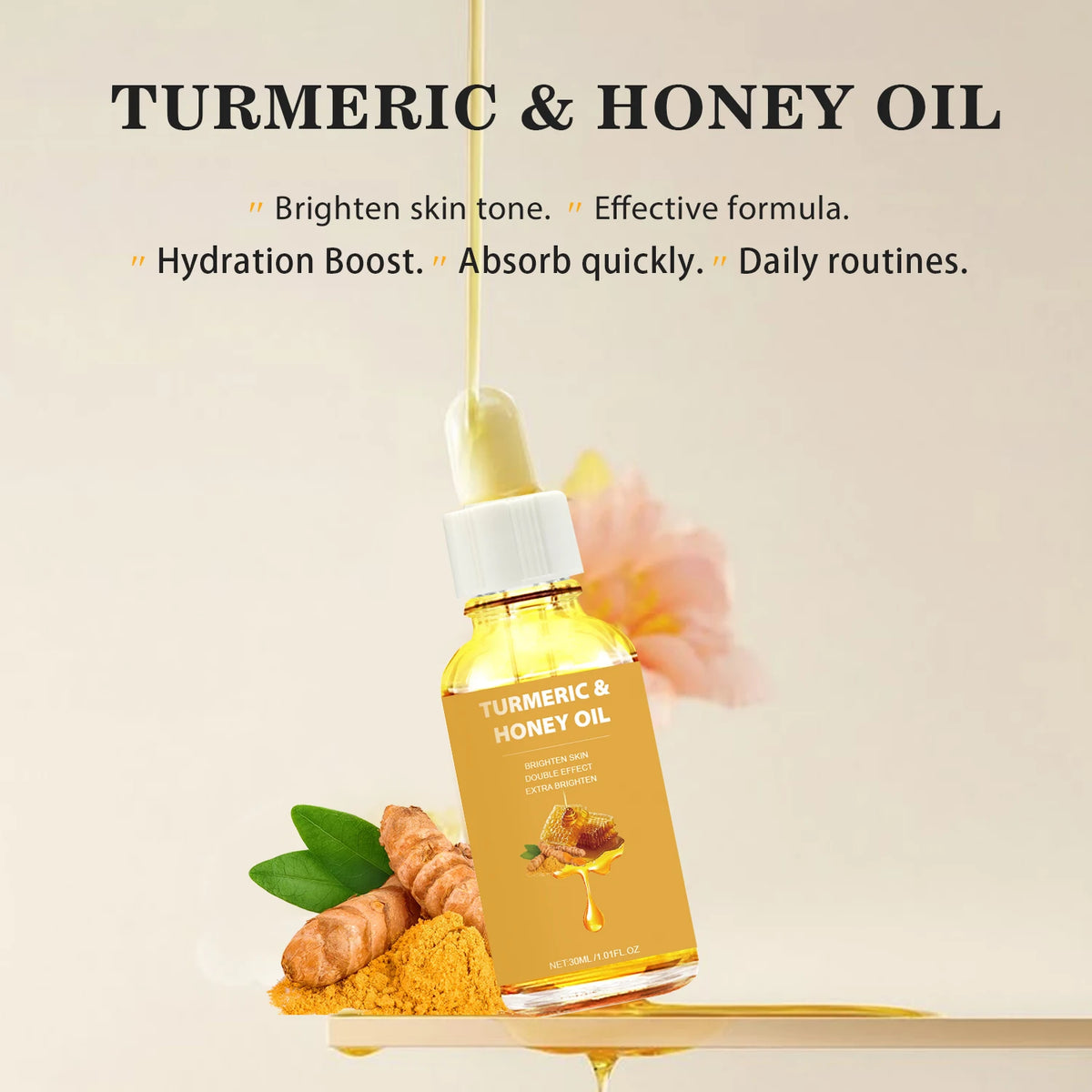 Turmeric & Honey Skincare Set, Face Oil + Moisturizing Cream, Deep Hydration & Nourishing Care for Soft Smooth Glowing Skin