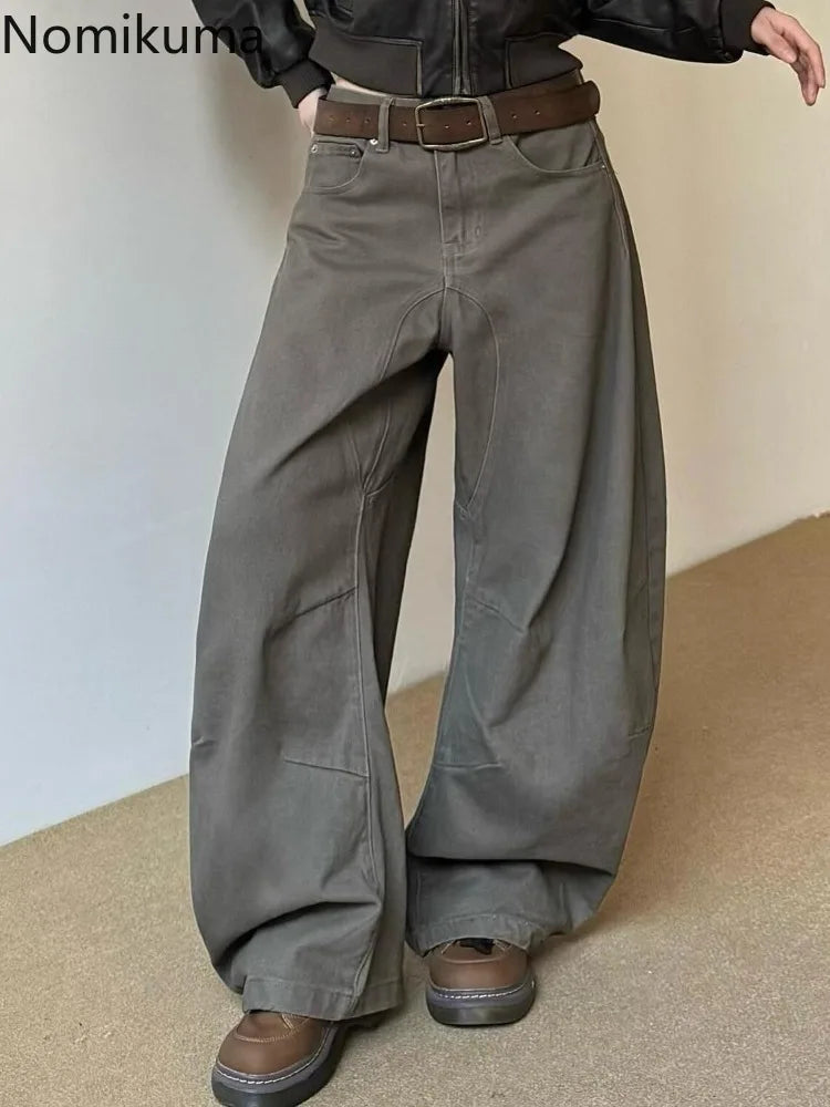 Vintage Wide Leg Pants Women's Clothes Streetwear Fashion Y2k Jeans 2025 New Bottoms Casual Denim Trousers Korean Pantalon Femme