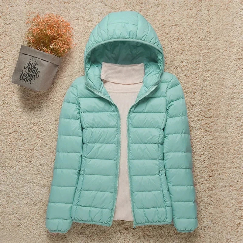 Women's Clothing Down Coats Lightweight Down Jacket Women's Short Hooded 2024 Autumn Winter New Slim Fit Thin Genuine Jackets