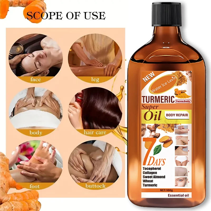 Turmeric Skincare Essential Oil, with Moisturizing and Brightening Effects, Is Gentle, Smooth, and Delicate, Easy to Absorb, and Helps Repair and Brighten the Skin. Suitable for Both Men and Women.