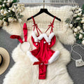 Splice Print Exotic Charm Skirt Suits Red Sexy See-through Lace-up Neck-mounted Sequin Tassel Top Sets Women Chinese Style Hot