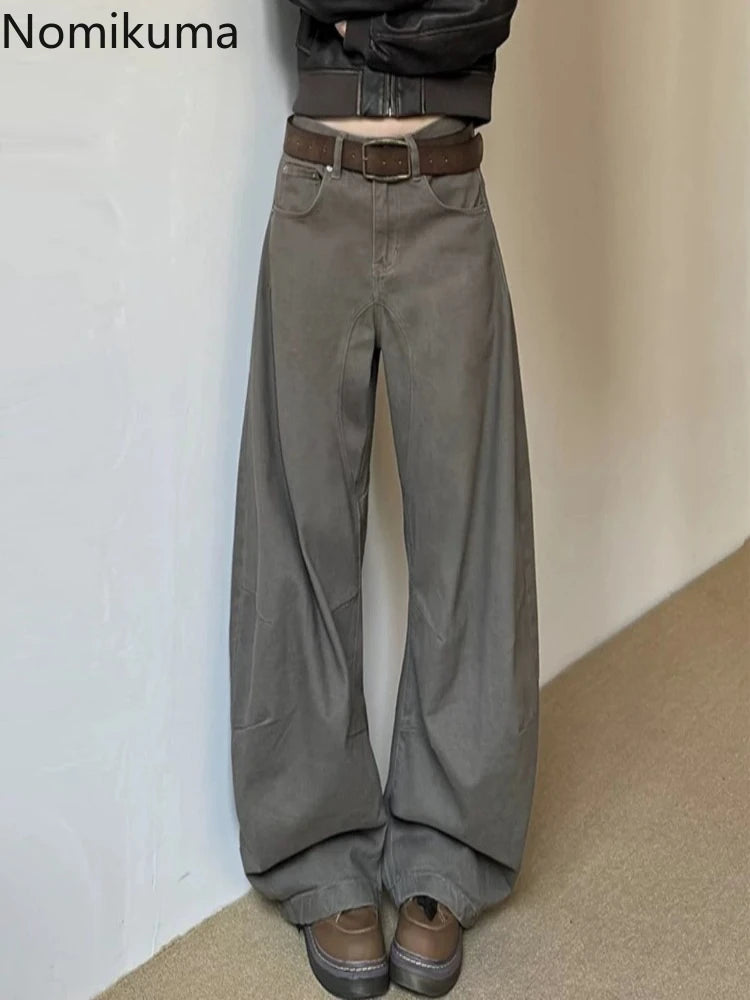 Vintage Wide Leg Pants Women's Clothes Streetwear Fashion Y2k Jeans 2025 New Bottoms Casual Denim Trousers Korean Pantalon Femme